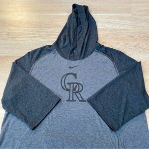Nike Colorado Rockies Lightweight Hoodie Mens XL Grey 3/4 Sleeve MLB CR Pullover